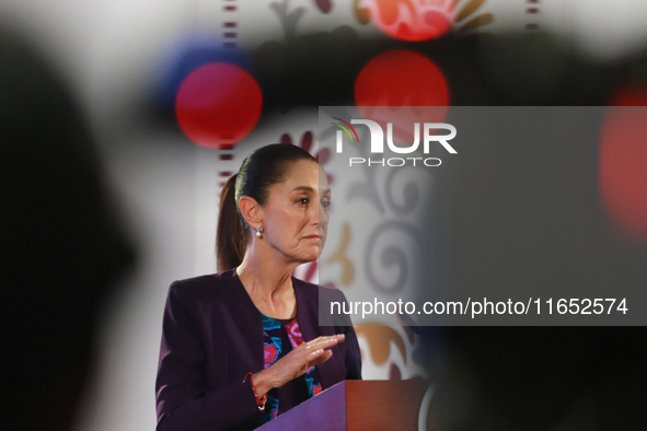 Claudia Sheinbaum Pardo, President of Mexico, speaks during a briefing conference about the energy reforms at the National Palace in Mexico...