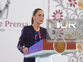 Claudia Sheinbaum Pardo, President of Mexico, speaks during a briefing conference about the energy reforms at the National Palace in Mexico...