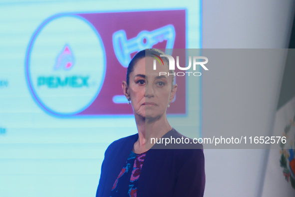 Claudia Sheinbaum Pardo, President of Mexico, speaks during a briefing conference about the energy reforms at the National Palace in Mexico...