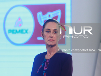 Claudia Sheinbaum Pardo, President of Mexico, speaks during a briefing conference about the energy reforms at the National Palace in Mexico...