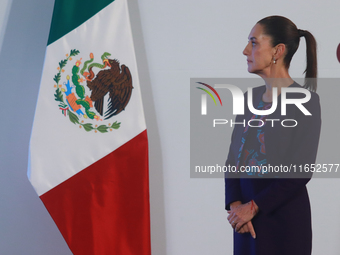 Claudia Sheinbaum Pardo, President of Mexico, speaks during a briefing conference about the energy reforms at the National Palace in Mexico...