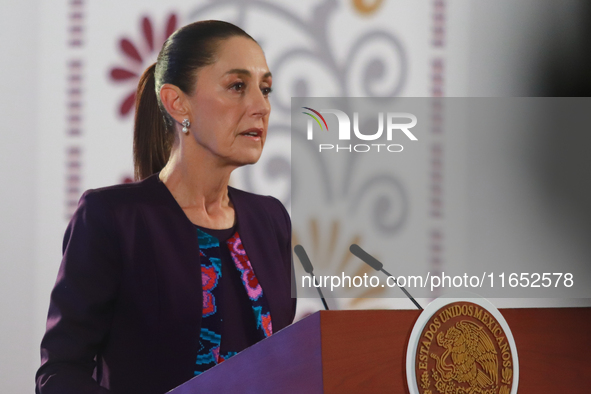 Claudia Sheinbaum Pardo, President of Mexico, speaks during a briefing conference about the energy reforms at the National Palace in Mexico...