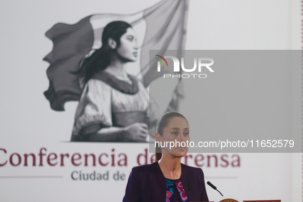 Claudia Sheinbaum Pardo, President of Mexico, speaks during a briefing conference about the energy reforms at the National Palace in Mexico...