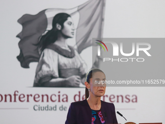 Claudia Sheinbaum Pardo, President of Mexico, speaks during a briefing conference about the energy reforms at the National Palace in Mexico...