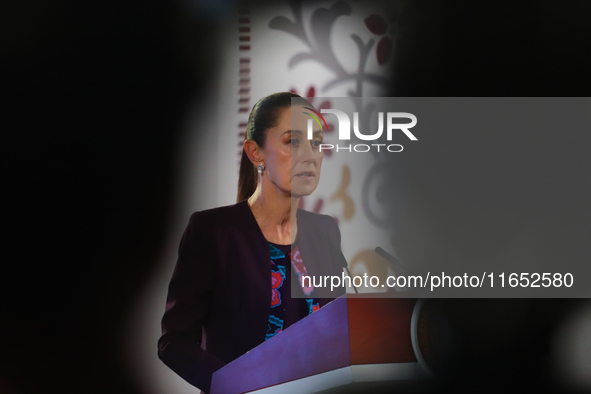 Claudia Sheinbaum Pardo, President of Mexico, speaks during a briefing conference about the energy reforms at the National Palace in Mexico...