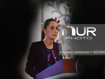 Claudia Sheinbaum Pardo, President of Mexico, speaks during a briefing conference about the energy reforms at the National Palace in Mexico...