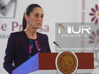 Claudia Sheinbaum Pardo, President of Mexico, speaks during a briefing conference about the energy reforms at the National Palace in Mexico...