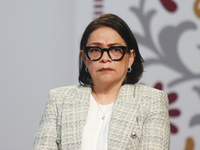 Emilia Calleja Alor, General Director of the Federal Energy Commission, speaks during a briefing conference about the energy reforms at the...