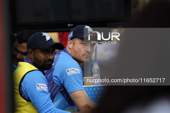 Martin Guptill of Southern Superstars is at the dugout during the Legends League Cricket T20 match between Toyam Hyderabad and Southern Supe...