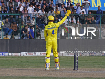 The Toyam Hyderabad wicketkeeper reacts during the Legends League Cricket T20 match between Toyam Hyderabad and Southern Superstars at the B...