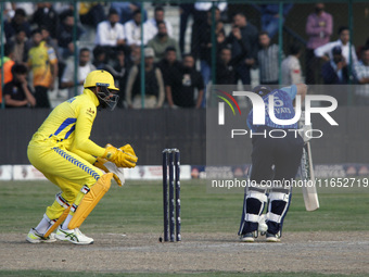 Players are in action during the Legends League Cricket T20 match between Toyam Hyderabad and Southern Superstars at the Bakshi Stadium in S...