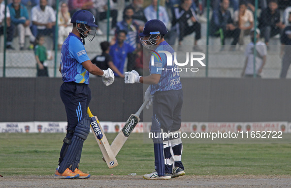 Players are in action during the Legends League Cricket T20 match between Toyam Hyderabad and Southern Superstars at the Bakshi Stadium in S...