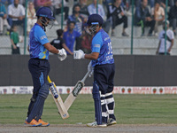 Players are in action during the Legends League Cricket T20 match between Toyam Hyderabad and Southern Superstars at the Bakshi Stadium in S...