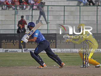 Players are in action during the Legends League Cricket T20 match between Toyam Hyderabad and Southern Superstars at the Bakshi Stadium in S...