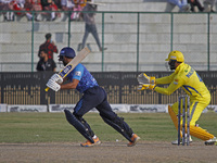 Players are in action during the Legends League Cricket T20 match between Toyam Hyderabad and Southern Superstars at the Bakshi Stadium in S...