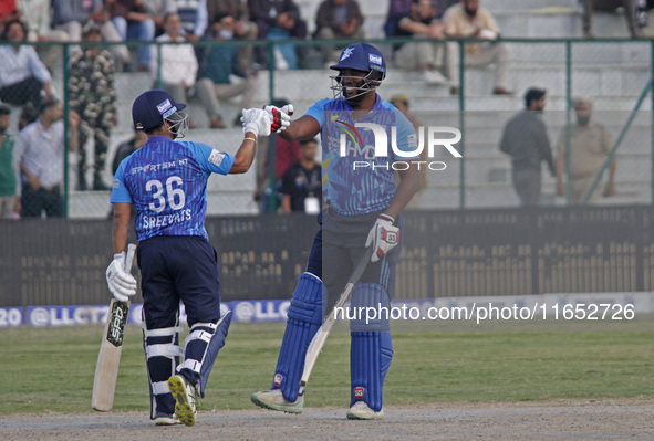 Shreevats Goswami of Southern Superstars remains unbeaten on 37 from 39 balls during the Legends League Cricket T20 match between Toyam Hyde...