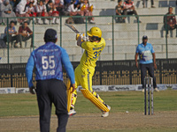 George Worker of Toyam Hyderabad plays a shot during the Legends League Cricket T20 match between Toyam Hyderabad and Southern Superstars at...