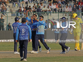 Toyam Hyderabad opener George Worker (R) reacts after being dismissed during the Legends League Cricket T20 match between Toyam Hyderabad an...