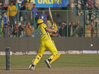 George Worker of Toyam Hyderabad plays a shot during the Legends League Cricket T20 match between Toyam Hyderabad and Southern Superstars at...