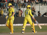 Toyam Hyderabad skipper Gurkeerat Singh Mann (R) and George Worker (L) appear during the Legends League Cricket T20 match between Toyam Hyde...