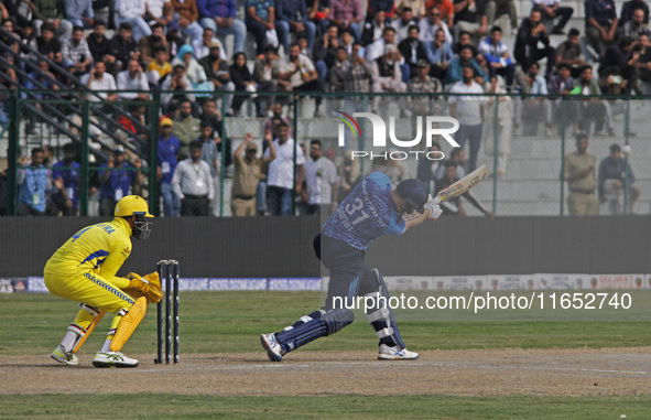 Martin Guptill of Southern Superstars bats during the Legends League Cricket T20 match between Toyam Hyderabad and Southern Superstars at th...