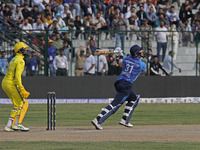 Martin Guptill of Southern Superstars bats during the Legends League Cricket T20 match between Toyam Hyderabad and Southern Superstars at th...