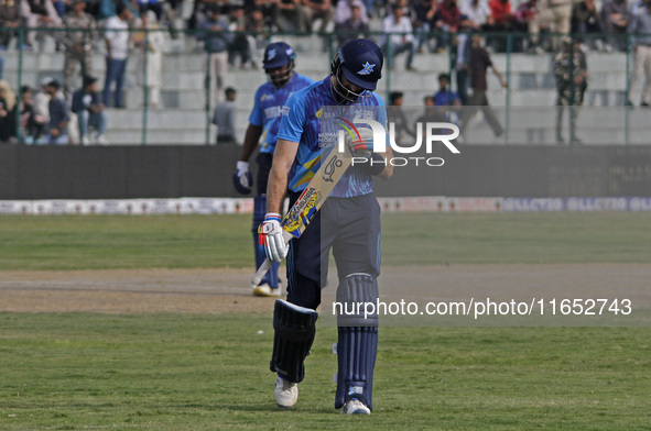 Martin Guptill of Southern Superstars reacts after being dismissed during the Legends League Cricket T20 match between Toyam Hyderabad and S...