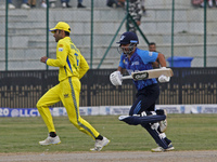 Players are in action during the Legends League Cricket T20 match between Toyam Hyderabad and Southern Superstars at the Bakshi Stadium in S...