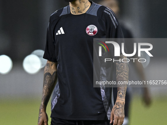 Edmilson Junior from the Qatar National football team attends a training session at Aspire Academy in Doha, Qatar, on October 9, 2024, ahead...