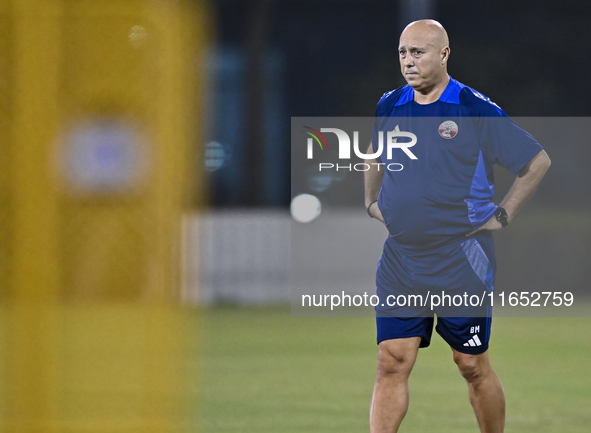 Head coach Marquez Lopez of the Qatar national team attends a training session at Aspire Academy in Doha, Qatar, on October 9, 2024, ahead o...