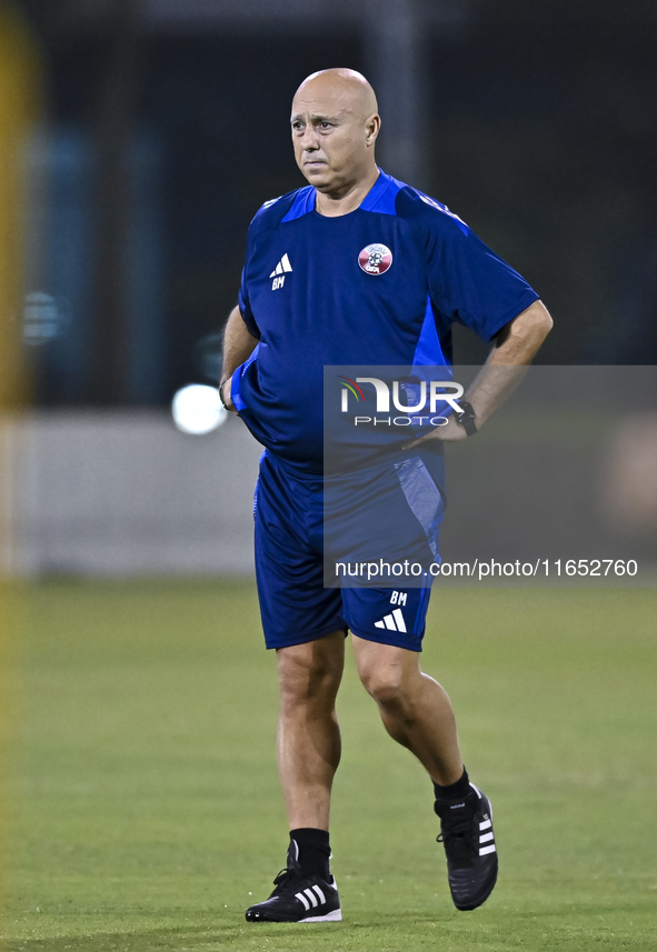 Head coach Marquez Lopez of the Qatar national team attends a training session at Aspire Academy in Doha, Qatar, on October 9, 2024, ahead o...