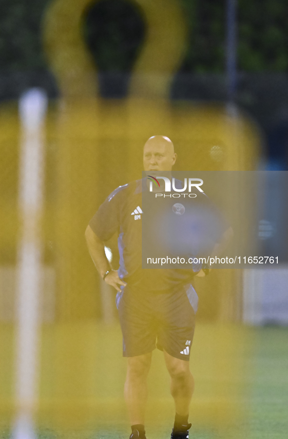 Head coach Marquez Lopez of the Qatar national team attends a training session at Aspire Academy in Doha, Qatar, on October 9, 2024, ahead o...