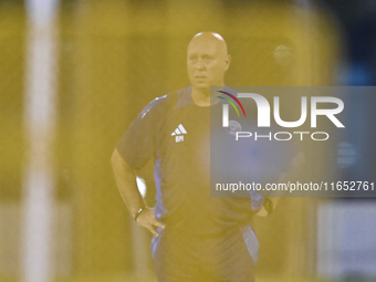 Head coach Marquez Lopez of the Qatar national team attends a training session at Aspire Academy in Doha, Qatar, on October 9, 2024, ahead o...