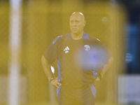 Head coach Marquez Lopez of the Qatar national team attends a training session at Aspire Academy in Doha, Qatar, on October 9, 2024, ahead o...