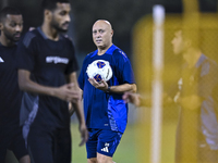 Head coach Marquez Lopez of the Qatar national team attends a training session at Aspire Academy in Doha, Qatar, on October 9, 2024, ahead o...