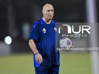 Head coach Marquez Lopez of the Qatar national team attends a training session at Aspire Academy in Doha, Qatar, on October 9, 2024, ahead o...