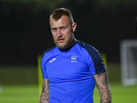 Kyrgyzstan team player Kichin Valerii participates in the training session at Qatar University training pitch in Doha, Qatar, on October 9,...