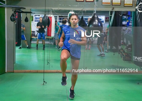 5th Elite World Champion Olga Papadatou of Panathinaikos Boxing Club exercises in Athens, Greece, on October 9, 2024. 