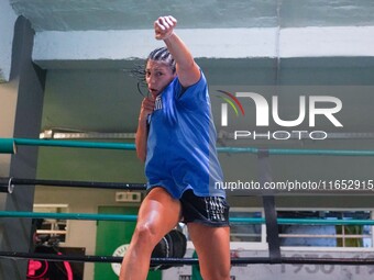 5th Elite World Champion Olga Papadatou of Panathinaikos Boxing Club exercises in Athens, Greece, on October 9, 2024. (