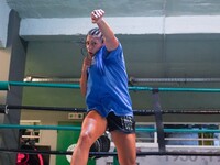 5th Elite World Champion Olga Papadatou of Panathinaikos Boxing Club exercises in Athens, Greece, on October 9, 2024. (