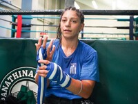 5th Elite World Champion Olga Papadatou of Panathinaikos Boxing Club exercises in Athens, Greece, on October 9, 2024. (