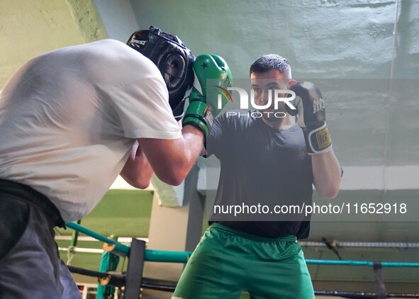 Athletes of Panathinaikos Boxing Club exercise in Athens, Greece, on October 9, 2024. 