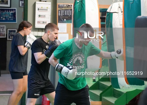 Athletes of Panathinaikos Boxing Club exercise in Athens, Greece, on October 9, 2024. 