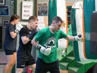 Athletes of Panathinaikos Boxing Club exercise in Athens, Greece, on October 9, 2024. (