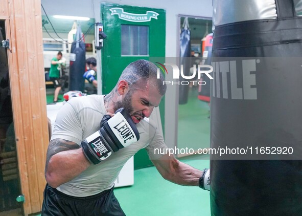 Athletes of Panathinaikos Boxing Club exercise in Athens, Greece, on October 9, 2024. 