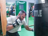 Athletes of Panathinaikos Boxing Club exercise in Athens, Greece, on October 9, 2024. (