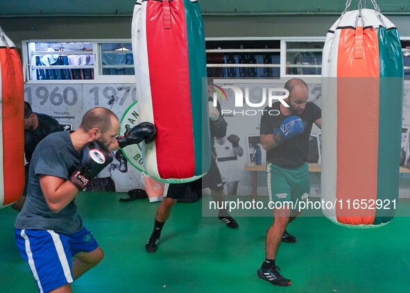 Athletes of Panathinaikos Boxing Club exercise in Athens, Greece, on October 9, 2024. 