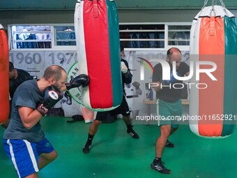 Athletes of Panathinaikos Boxing Club exercise in Athens, Greece, on October 9, 2024. (