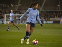 Mary Fowler #8 of Manchester City W.F.C. participates in the UEFA Women's Champions League Group D match between Manchester City and FC Barc...