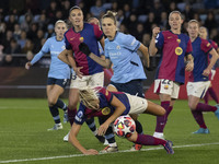 Vivianne Miedema #6 of Manchester City W.F.C. fouls the opponent during the UEFA Women's Champions League Group D match between Manchester C...